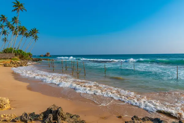 stock image Sunny day at Koggala beach at Sri Lanka.