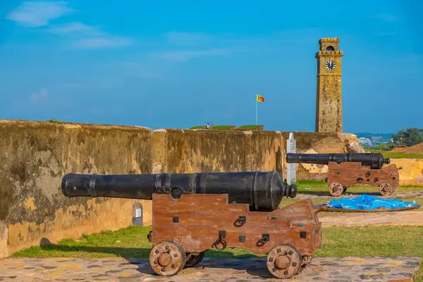 Torre Relógio Galle Fort Olhando Sobre Baluartes Militares Sri Lanka — Fotografia de Stock
