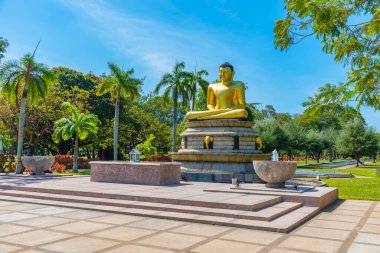 Sri Lanka 'daki Colombo belediye meclisi önünde Buda heykeli.