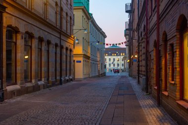 İsveç 'in Goteborg şehrinde gün batımı manzarası..