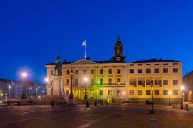 İsveç 'in Goteborg kentindeki Gustav adolf meydanının gün batımı manzarası..