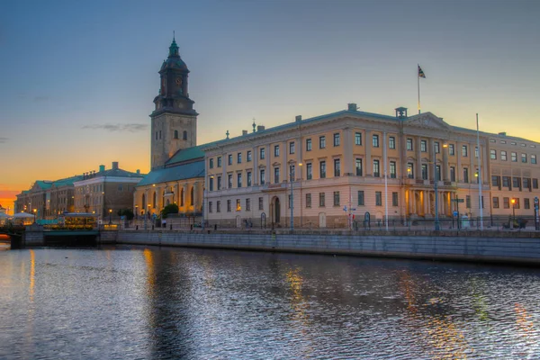 Sonnenuntergang Blick Auf Das Rathaus Von Göteborg Das Stadtmuseum Und — Stockfoto