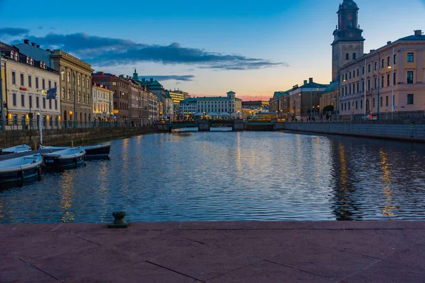 Sonnenuntergang Blick Auf Den Großen Hafenkanal Stora Hamnkanalen Der Schwedischen — Stockfoto