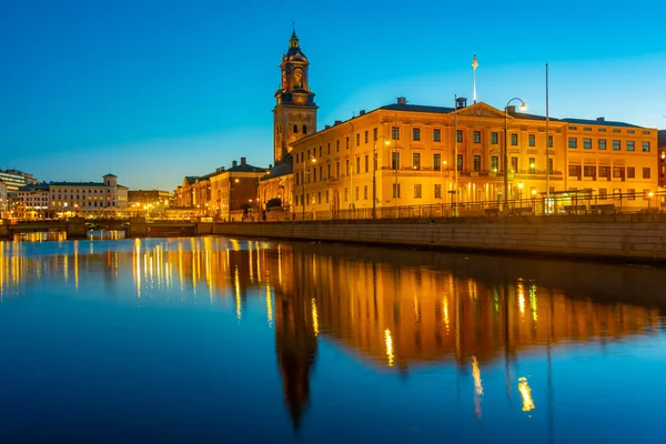 Sonnenuntergang Blick Auf Das Rathaus Von Göteborg Das Stadtmuseum Und — Stockfoto