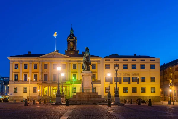 Vista Sul Tramonto Della Piazza Gustav Adolf Goteborg Svezia — Foto Stock