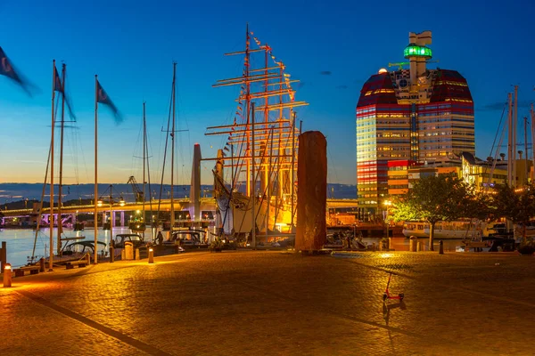 Sunset View Lilla Bommen Building Barken Viking Ship Swedish City — Stock Photo, Image