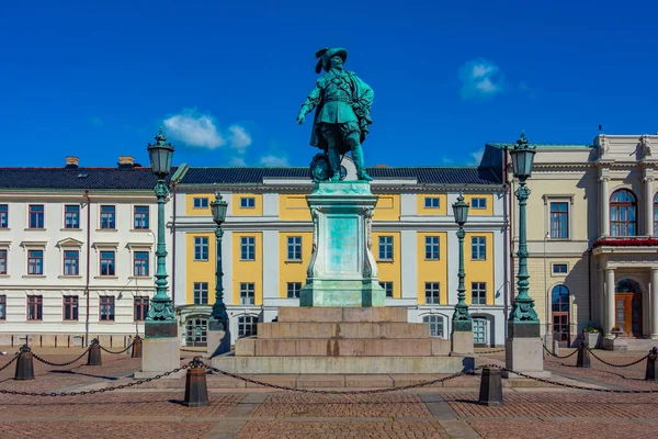 Posąg Króla Gustawa Adolfa Szwedzkim Mieście Goteborg Słoneczny Dzień — Zdjęcie stockowe