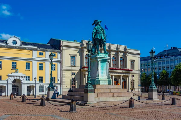 Статуя Короля Густава Адольфа Шведському Місті Готеборг Під Час Сонячного — стокове фото