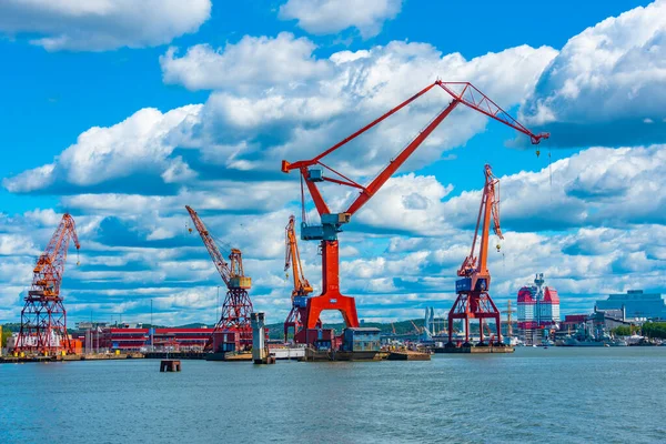 stock image Cranes at the port of Goteborg in Sweden.