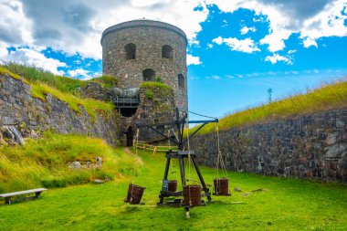 İsveç 'teki Bohus Kalesi Manzarası.