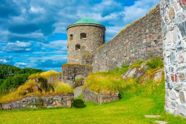 İsveç 'teki Bohus Kalesi Manzarası.