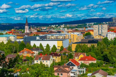 İsveç 'in Jonkoping kasabasının Panorama manzarası.