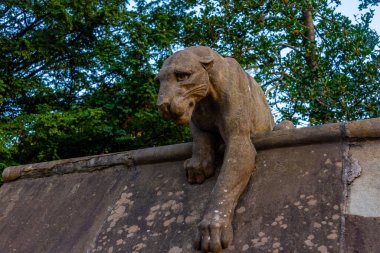 Galler 'in başkenti Cardiff, İngiltere' deki Bute Park 'ın hayvan duvarı..