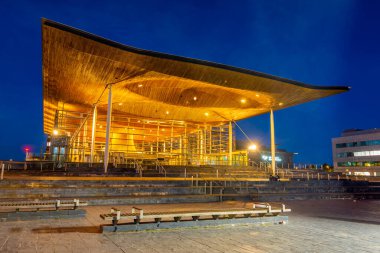 Cardiff, Galler 'de Gönderilen Günbatımı.