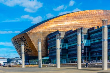 Galler 'in başkenti Cardiff' teki Roald Dahl Plass ve Galler Milenyum Merkezi.
