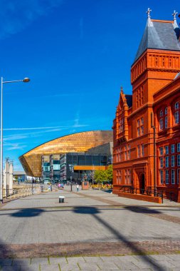 Galler 'in başkenti Cardiff' teki Roald Dahl Plass ve Galler Milenyum Merkezi.