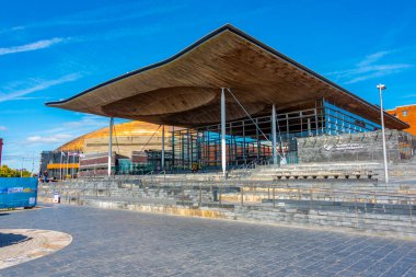 View of the Senedd in Cardiff, Wales. clipart