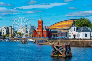 Galler, İngiltere 'deki Cardiff Körfezi Panoraması.