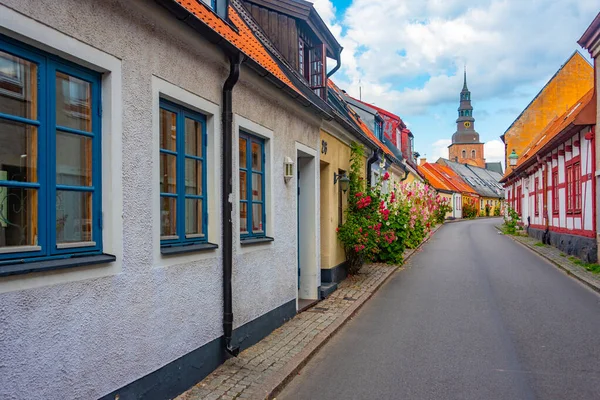 Strada Tradizionale Colorata Nella Città Svedese Ystad — Foto Stock