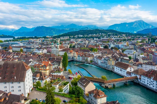 Вид Воздуха Швейцарский Город Люцерн — стоковое фото