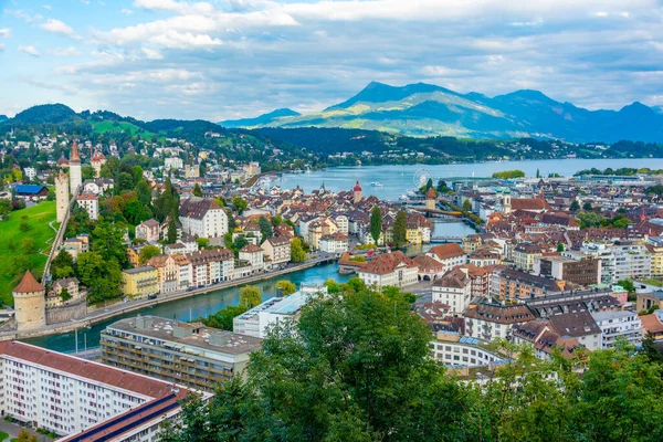 stock image Panorama view of Luzern from Guetsch palace.