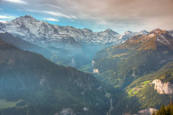 stock image Panorama view of Bernese Alps from Schynige Platte in Switzerland.