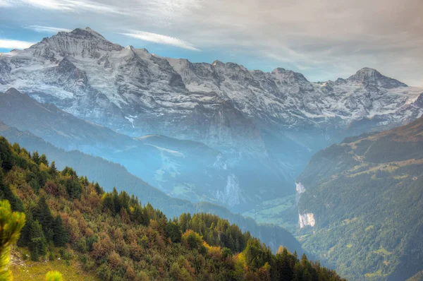 Panorama Över Bernese Alperna Från Schynige Platte Schweiz — Stockfoto