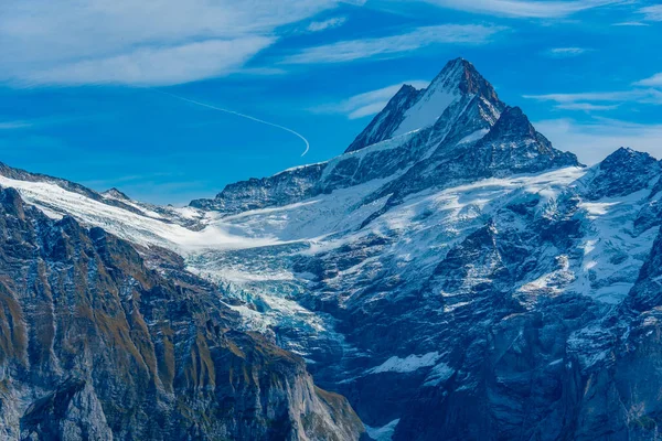 stock image Panorama view of Wetterhorn mountain in Switzerland.