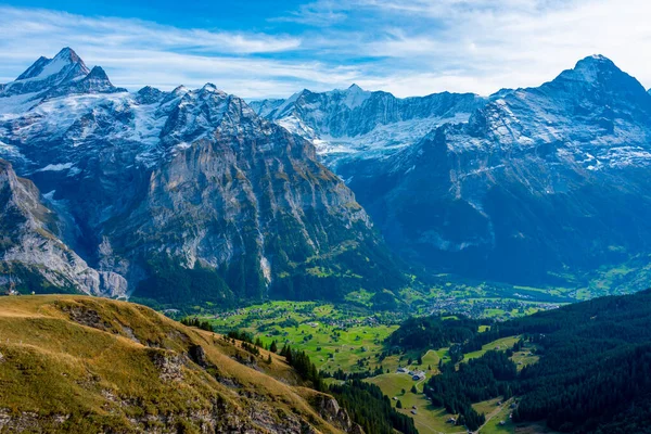 stock image Panorama view of Grindelwald, Switzerland.