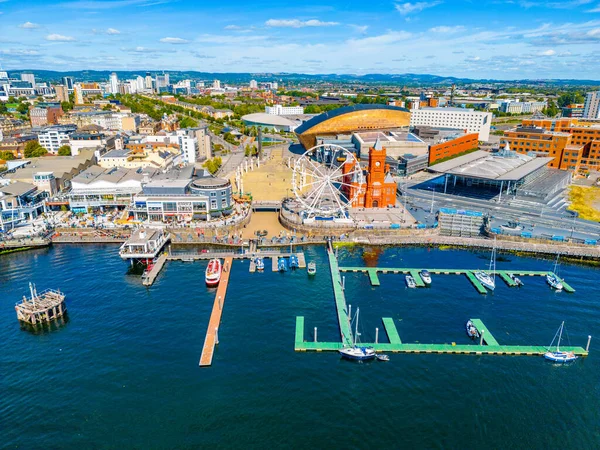 stock image Panorama view of Cardiff bay in Wales.