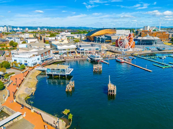 stock image Panorama view of Cardiff bay in Wales.