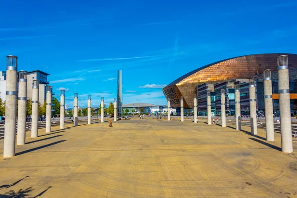 stock image Roald Dahl Plass and Wales Millennium Centre at Welsh capital Cardiff.