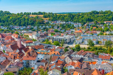 Alman kenti Eichstatt 'ın Panorama manzarası.