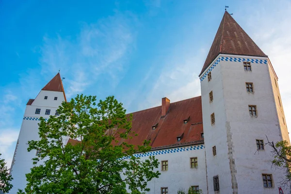 Coucher Soleil Sur Nouveau Château Dans Ville Allemande Ingolstadt — Photo