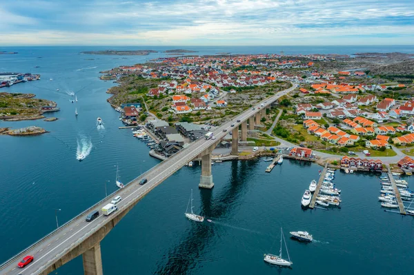 stock image Panorama view of Swedish town Kungshamn.