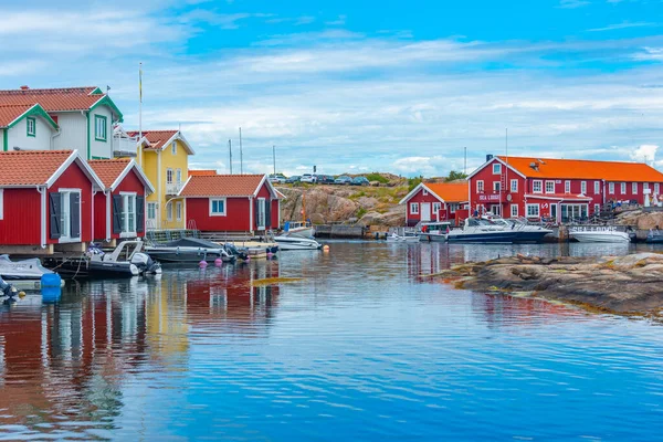 Colorful Wooden Sheds Swedish Village Smogen — Stock Photo, Image