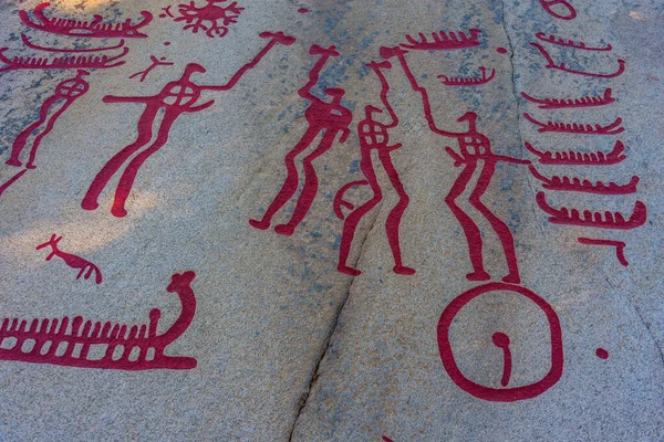 Pinturas Rupestres Edad Del Bronce Cerca Vitlycke Suecia — Foto de Stock