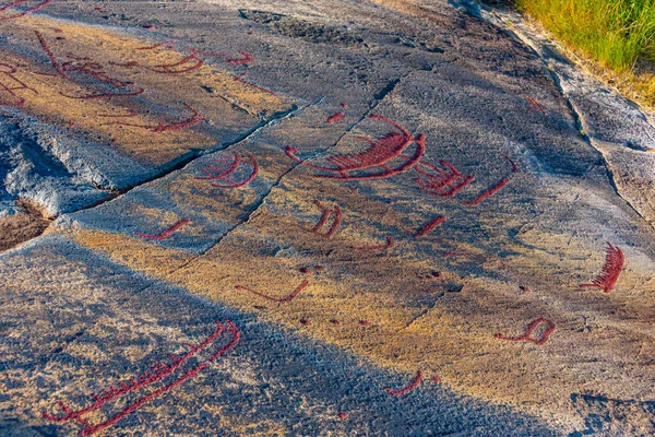 Bronze Age Rock Paintings Nearby Vitlycke Sweden — Stock Photo, Image