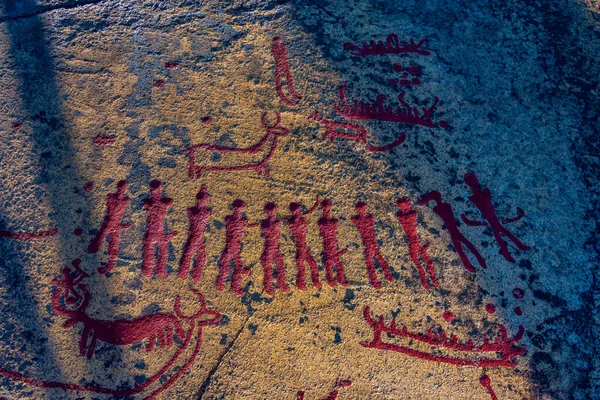 Pinturas Rupestres Idade Bronze Nas Proximidades Vitlycke Suécia — Fotografia de Stock