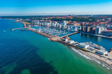 İsveç 'teki Helsingborg limanının hava görüntüsü.