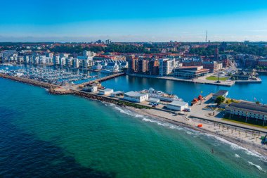 İsveç 'teki Helsingborg limanının hava görüntüsü.