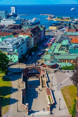 İsveç 'in Helsingborg kentinin hava manzarası.