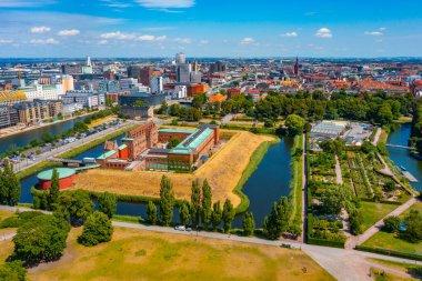 İsveç 'teki Malmö kalesinin Panorama manzarası.