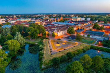 İsveç 'teki Kristianstad kalesinin günbatımı görüntüsü.