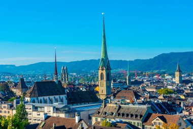 Üniversite tepesinden İsviçre 'nin Zuerich kentinin manzarası..