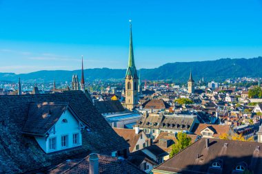 Üniversite tepesinden İsviçre 'nin Zuerich kentinin manzarası..