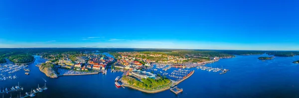 Coucher Soleil Sur Ville Suédoise Stromstad — Photo