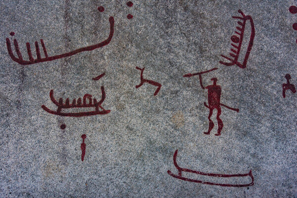 Bronze age rock paintings nearby Vitlycke, Sweden.