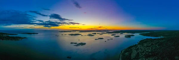 Pôr Sol Sobre Costa Bohuslan Perto Stromstad Suécia — Fotografia de Stock
