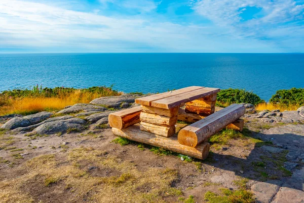 Wooden Bench Kullaberg Peninsula Sweden — Stock Photo, Image